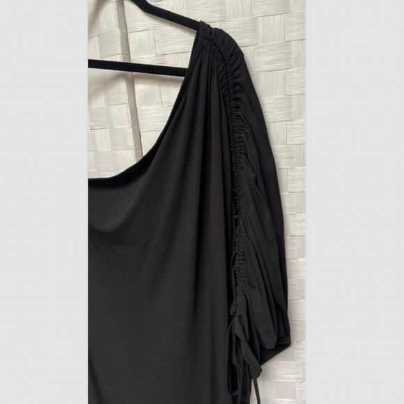 NWT H&M One Shoulder Black Ruched Side Slit Dress Size XXL - Picture 4 of 7